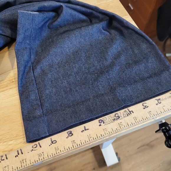 Express Stretch Blue Sailor Pants Wide Let Button Pocket 9/10 Denim 30" Waist - Picture 9 of 12